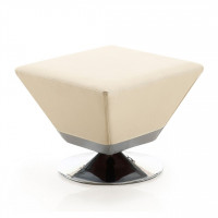 Manhattan Comfort OT002-TN Diamond Tan and Polished Chrome Swivel Ottoman